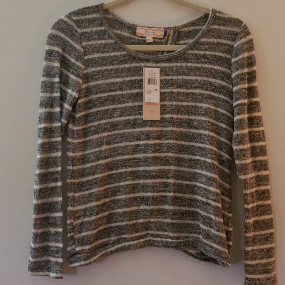 Subtley sparkly light silver and white top